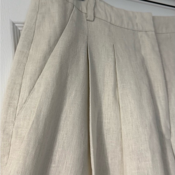 Anthropologie x Farm Rio Tan Linen Wide Leg Pants Medium - Picture 4 of 13